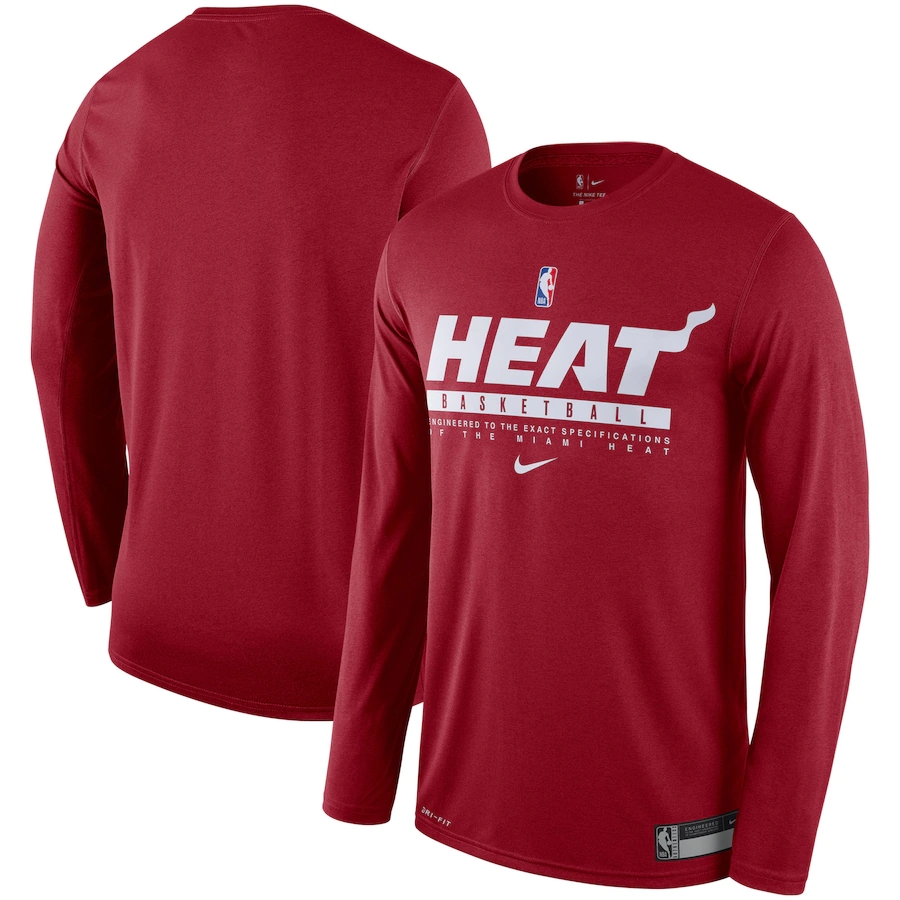 Men's Miami Heat 2020 Red Essential Practice Legend Performance Long Sleeve T-Shirt